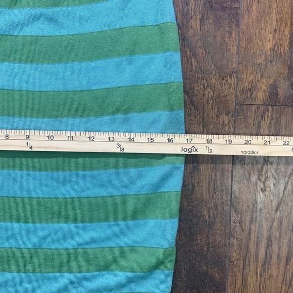 Les Copains Knit Skirt 42-US 6 Green Blue Striped Pencil Wool Blend Made Italy - Picture 10 of 11